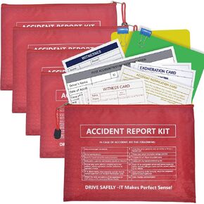 5 Pack Waterproof Vehicle Accident Report Kit in Vinyl Pouch 6.9 * 9.3inch Car Accident Kit Driver's Vehicle Inspection Report Helps Drivers Collect Organize and Report Vehicle Accident Information
