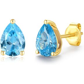 Fancime 14k الصلبة الصلبة الذهب الذهبي Pear Stud أقراط الأقطاع Cluster Cluster Stud Natural/خلق هدايا مجوهرات الأحجار الكريمة لأمي زوجتها زوجة ، الأحجار الكريمة 5 * 7MM