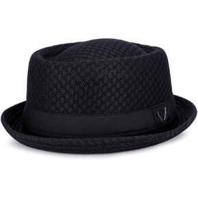 صيف شبكة لحم الخنزير فطيرة القبعة Trilby Fedora قبعة للرجال للنساء رول برمي الشاطئ شاطئ الشمس القبعة عتيقة الرامي دربي كاب upf 50+ أسود