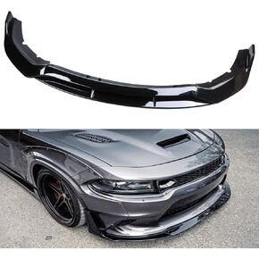 MUCO 4pcs Front Bumper Lip Spoiler Kit Compatible with Dodge Charger 2021 2022 2023 2024 SRT Gloss Black Valance Fascia Cover Guard Protection Conversion Only Fit Widebody