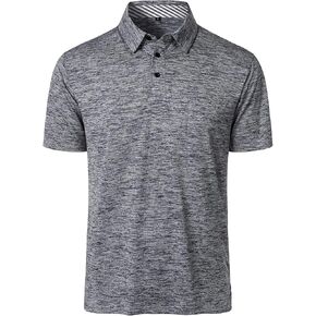 HOOD CREW Mens Golf Shirts Moisture Wicking Quick Dry Performance Sports T-Shirt Short Sleeve Casual Polo Shirt for Men
