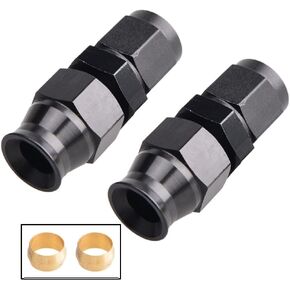 6AN Female Flare to 3/8" Fuel Hardline Tube Fitting Adapter Aluminum Black 2Pcs