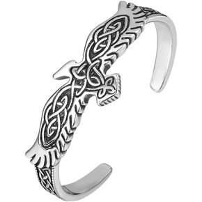 Turtledove Raven Celtic Knot Bracelet - Stains Steel Celtic Eagle Cuff Bangle - Viking Jewelry Gift