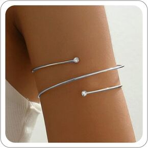 Arm Cuff Jewelry for Women Arm Bracelet Upper Gold Silver Rhinestone Arms Cuff Set Adjustable Minimalist Accessorie