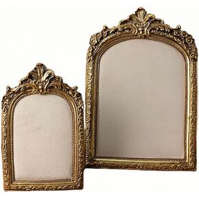 Large Two-Piece Gold Resin Jewelry Display Stand, Vintage Photo Frame Earring Holder, Velvet Necklace Storage Box, Elegant Décor for Jewelry and Collectibles