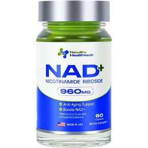 ملحق NMN 960mg - يعزز NAD+ مع 99 ٪ نقاء الريبوسيد الشحمي النيكوتيناميد ، الفوسفاتيديلسيرين ، كيرسيتين وريسفيراترول - مضاد للشيخوخة وصحة الدماغ - 60 كبسولات