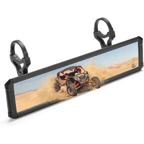 KEMIMOTO 15" Large UTV Rear View Mirror Billet Aluminum Protection with 1.65"-2" Sturdy Gear Clamp Compatible with Polaris RZR/CFMOTO/Talon/Pioneer/Can-Am X3/Teryx, Adjustable Square Wide View Mirror
