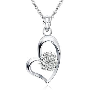 USHIGOO S925 الفضة الاسترليني مع قلادة قلادة الأزياء على شكل قلب Zirconia مع صندوق هدايا ، هدية للأحباء | الأم ، صديقة ، أو نساء خاصتين