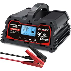 Battery Charger 20A, 12V/24V Lead-Acid Battery, 12V LiFePO4 Car Battery Trickle Charger, Automatic Battery Maintainer for Car Motorcycle Lawn Mower Marine Boat Lead Acid Batteries
