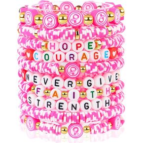 cagulax Breast Cancer Bracelets - Gifts for Women Awareness Accessories - Friendship Inspirational Encouragement Handmade Gifts for Friend Sister