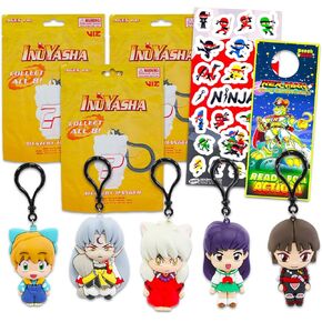 Inuyasha 3-Pack Blind Bag Keychain Mystery Figures Plus Stickers, More | Inuyasha Clips for Kids