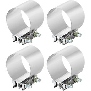 4.0 Inch (101.6mm) Exhaust Clamp,Butt Joint Exhaust Band Clamp,Stainless Sleeve Coupler For Mufflers,Exhaust Pipe(4 PCS)