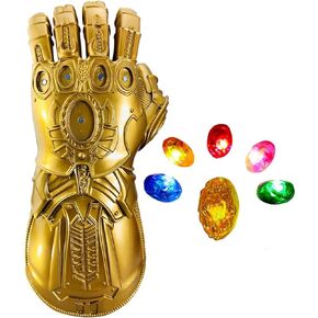 Infinity War Thanos Gauntlet With Electronic Detachable Glowing Stones - Cosplay Halloween Prop PVC Gloves for Adult