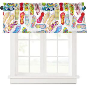 Bee Honey Stripe Kitchen Curtains Valances for Windows Rod Pocket Short Window Treatment Decor for Kitchen Windows Living Room Bathroom Laundry Decor