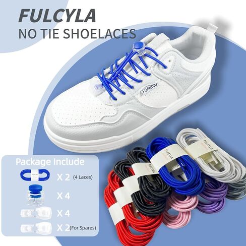 2 Pairs No Tie Shoelaces Elastic Adjustable Tieless Shoe Laces for Kids Adults Elderly, 3 Lengths to Fit Most Shoes in Kuwait