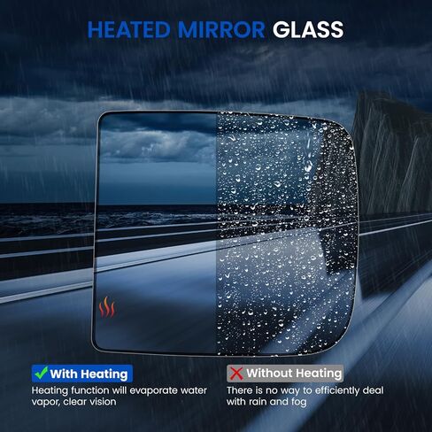 Driver Left Side Upper Heated Mirror Glass 68067727AA CH1324127 Compatible With Dodge Ram 1500 2500 3500 2010-2020 Driver Left Side Rear View Mirror Flat Glass with Backing Plate in Saudi Arabia