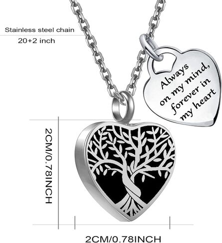 Tree of Life Urn Necklace for Men Women Heart Cremation Jewelry for Ashes of Loved Ones Keepsake Memorial Urn Locket in Kuwait