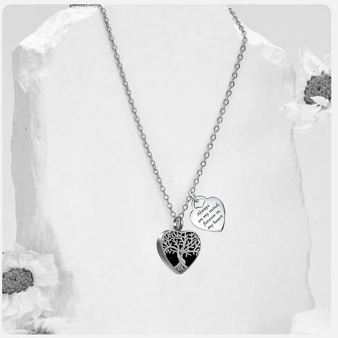 Tree of Life Urn Necklace for Men Women Heart Cremation Jewelry for Ashes of Loved Ones Keepsake Memorial Urn Locket in Kuwait