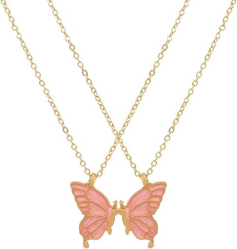 coadipress 2 Pairs Friendship Butterfly Necklace Best Friend Necklace Gifts for Women Cute Butterfly Matching Necklaces Separate Chained Butterfly Pieces Best Friend Soul Necklace Best Friend Birthday Gift in Saudi Arabia