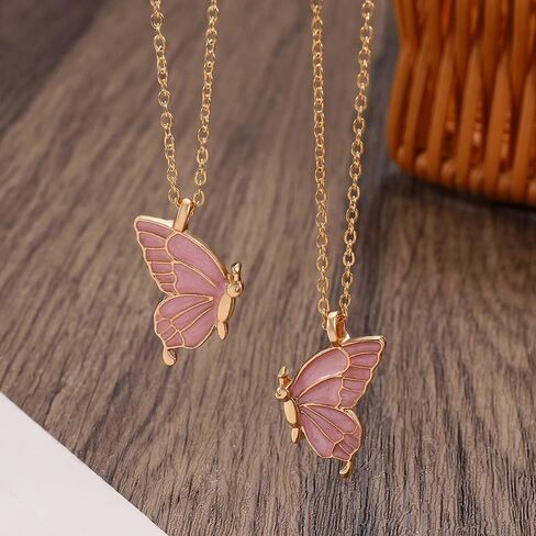 coadipress 2 Pairs Friendship Butterfly Necklace Best Friend Necklace Gifts for Women Cute Butterfly Matching Necklaces Separate Chained Butterfly Pieces Best Friend Soul Necklace Best Friend Birthday Gift in Saudi Arabia