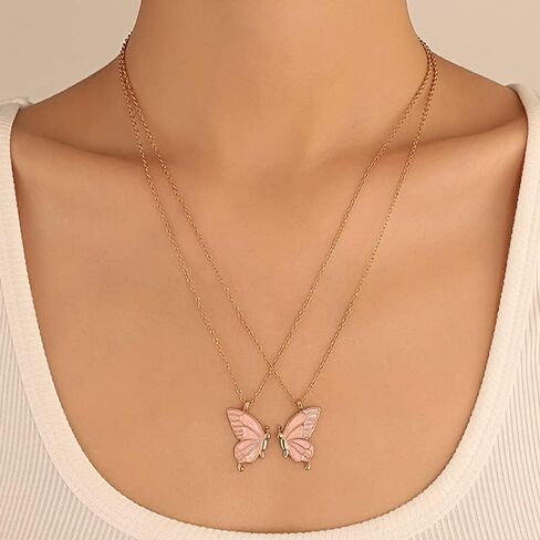 coadipress 2 Pairs Friendship Butterfly Necklace Best Friend Necklace Gifts for Women Cute Butterfly Matching Necklaces Separate Chained Butterfly Pieces Best Friend Soul Necklace Best Friend Birthday Gift in Saudi Arabia