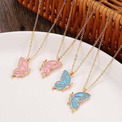 coadipress 2 Pairs Friendship Butterfly Necklace Best Friend Necklace Gifts for Women Cute Butterfly Matching Necklaces Separate Chained Butterfly Pieces Best Friend Soul Necklace Best Friend Birthday Gift in Saudi Arabia