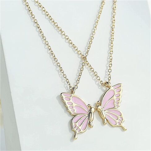 coadipress 2 Pairs Friendship Butterfly Necklace Best Friend Necklace Gifts for Women Cute Butterfly Matching Necklaces Separate Chained Butterfly Pieces Best Friend Soul Necklace Best Friend Birthday Gift in Saudi Arabia