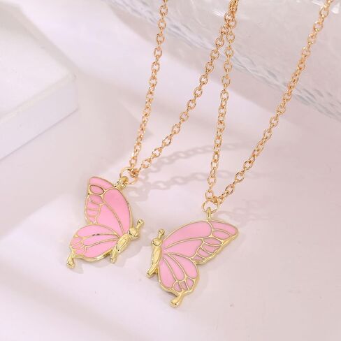 coadipress 2 Pairs Friendship Butterfly Necklace Best Friend Necklace Gifts for Women Cute Butterfly Matching Necklaces Separate Chained Butterfly Pieces Best Friend Soul Necklace Best Friend Birthday Gift in Saudi Arabia