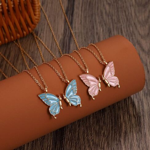 coadipress 2 Pairs Friendship Butterfly Necklace Best Friend Necklace Gifts for Women Cute Butterfly Matching Necklaces Separate Chained Butterfly Pieces Best Friend Soul Necklace Best Friend Birthday Gift in Saudi Arabia