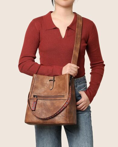FADEON Bucket Bag for Women Purses and Handbags Designer Hobo Bags for Women Crossbody PU Leather Shoulder Bag Trendy Brown in Kuwait