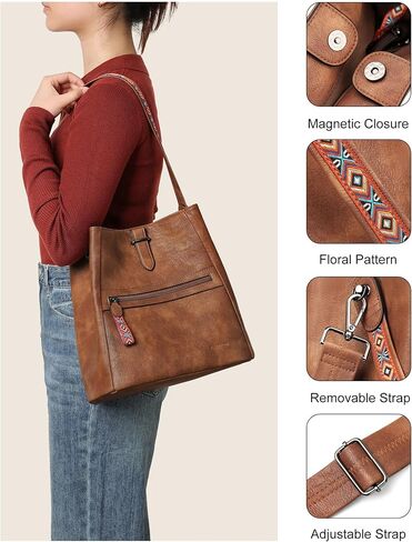 FADEON Bucket Bag for Women Purses and Handbags Designer Hobo Bags for Women Crossbody PU Leather Shoulder Bag Trendy Brown in Kuwait