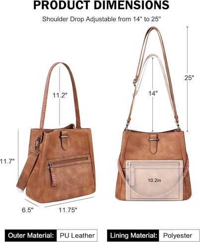 FADEON Bucket Bag for Women Purses and Handbags Designer Hobo Bags for Women Crossbody PU Leather Shoulder Bag Trendy Brown in Kuwait