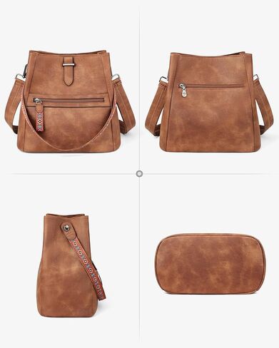 FADEON Bucket Bag for Women Purses and Handbags Designer Hobo Bags for Women Crossbody PU Leather Shoulder Bag Trendy Brown in Kuwait