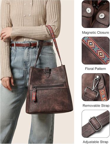 FADEON Bucket Bag for Women Purses and Handbags Designer Hobo Bags for Women Crossbody PU Leather Shoulder Bag Trendy Brown in Saudi Arabia