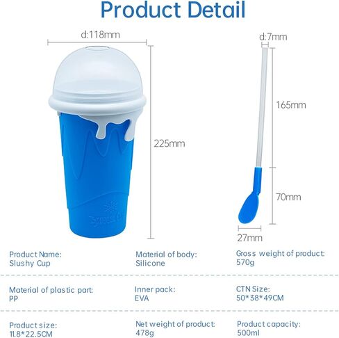 كوب صنع السلاشي من تيك توك، كوب سحري قابل للضغط، كوب صانع الايس كريم، اشياء رائعة من منتجات تيك توك، ادوات رائعة منزلية الصنع مع غطاء وماصة (350 مل، ازرق) in Kuwait