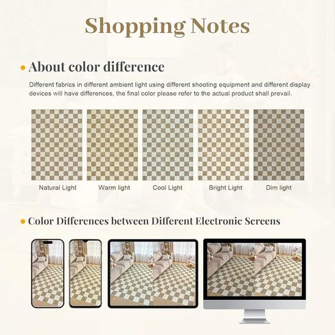 Machine Washable 5x7 Area Rugs for Living Room Checkered, Non Slip Soft Low Pile Farmhouse Geometric Modern Neutral Playroom Boys Rugs for Bedroom, Large Carpet Rugs for Dining Room(Brown,5'x7') in Kuwait