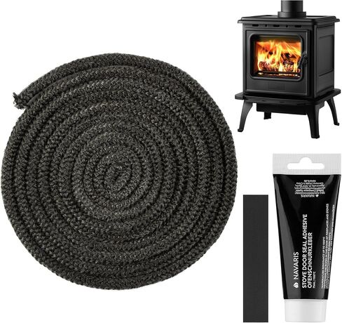 Navaris Wood Stove Door Gasket - 3/8" x 118" Rope Seal Replacement for Wood Burning Stoves, Smoker, Fireplace, Log Burner - Heat and Fire Resistant in Saudi Arabia