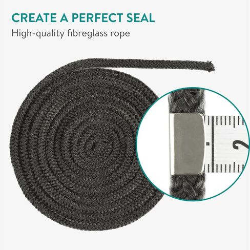 Navaris Wood Stove Door Gasket - 3/8" x 118" Rope Seal Replacement for Wood Burning Stoves, Smoker, Fireplace, Log Burner - Heat and Fire Resistant in Saudi Arabia