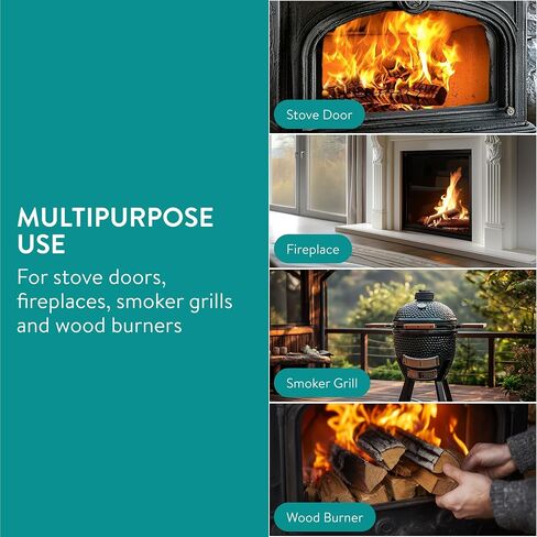 Navaris Wood Stove Door Gasket - 3/8" x 118" Rope Seal Replacement for Wood Burning Stoves, Smoker, Fireplace, Log Burner - Heat and Fire Resistant in Saudi Arabia