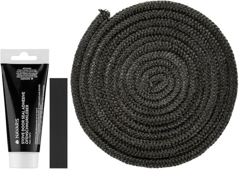 Navaris Wood Stove Door Gasket - 3/8" x 118" Rope Seal Replacement for Wood Burning Stoves, Smoker, Fireplace, Log Burner - Heat and Fire Resistant in Saudi Arabia