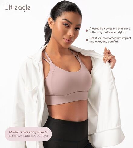 Strappy Sports Bras for Women - Padded Yoga Gym Bra Low Impact Womens Workout Tops in Kuwait