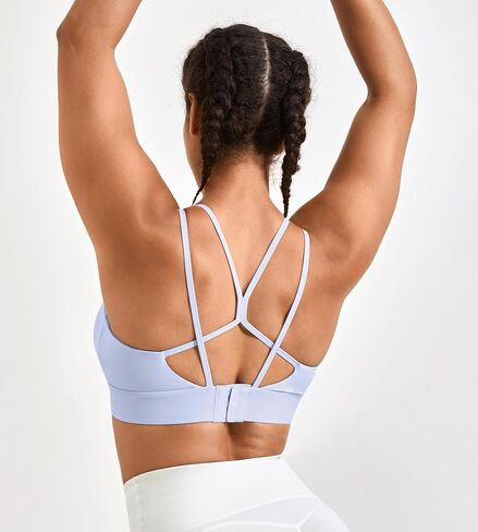 Strappy Sports Bras for Women - Padded Yoga Gym Bra Low Impact Womens Workout Tops in Kuwait