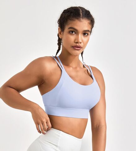 Strappy Sports Bras for Women - Padded Yoga Gym Bra Low Impact Womens Workout Tops in Kuwait