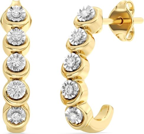 GILDED 14K Gold Plated Sterling Silver Hoop Earrings with Lab Grown Diamonds, Hinged Diamond Hoops for Women – Elegant Gold Hoops Jewelry in Saudi Arabia