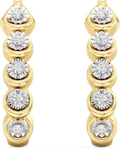 GILDED 14K Gold Plated Sterling Silver Hoop Earrings with Lab Grown Diamonds, Hinged Diamond Hoops for Women – Elegant Gold Hoops Jewelry in Saudi Arabia