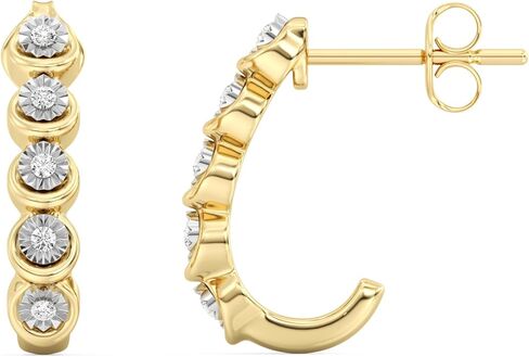 GILDED 14K Gold Plated Sterling Silver Hoop Earrings with Lab Grown Diamonds, Hinged Diamond Hoops for Women – Elegant Gold Hoops Jewelry in Saudi Arabia