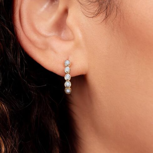 GILDED 14K Gold Plated Sterling Silver Hoop Earrings with Lab Grown Diamonds, Hinged Diamond Hoops for Women – Elegant Gold Hoops Jewelry in Saudi Arabia