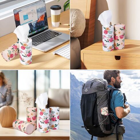 حامل أنسجة السيارات 4 حزمة مع أنسجة الوجه أنابيب السفر أنابيب مربع الحاوية ملائمة لنسجة كوب السيارة أسطوانة الجيل الثالث in Kuwait