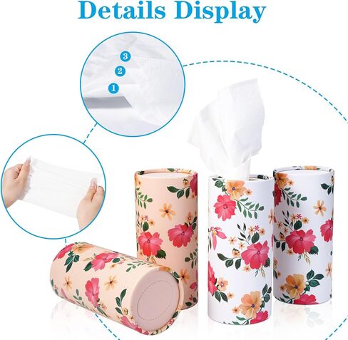 حامل أنسجة السيارات 4 حزمة مع أنسجة الوجه أنابيب السفر أنابيب مربع الحاوية ملائمة لنسجة كوب السيارة أسطوانة الجيل الثالث in Kuwait