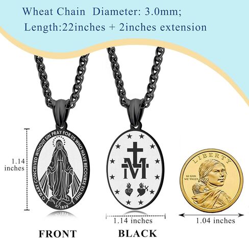 LAOYOU Saint St Michael/Christopher/Virgin Mary/Benedict Medal Necklace for Teen Men Women Patron Pendant Religious gifts Amulet Jewelry in Kuwait